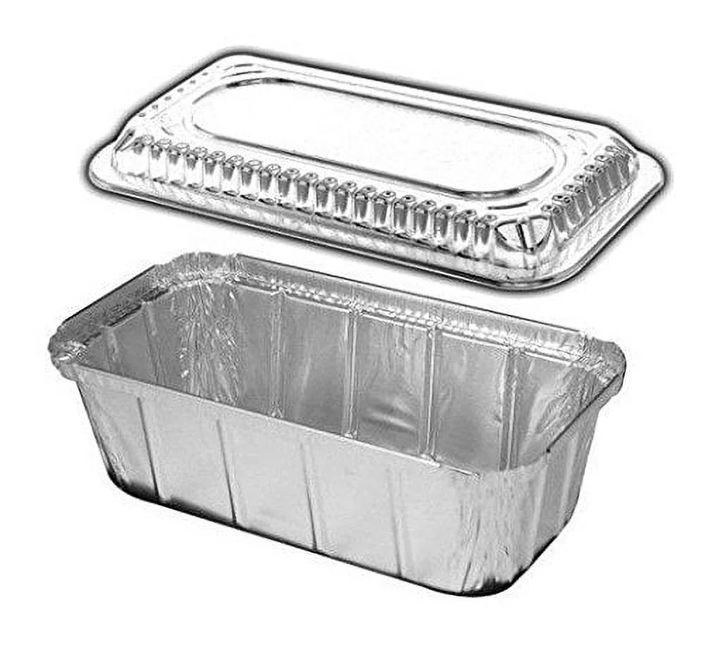 Disposable Aluminum Foil Loaf Pan with Clear Dome Lid (Pack of 25) L6604