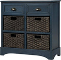 Solid Wood Wicker Storage Cabinet with 4-Basket Chest and 2 Drawers W363008