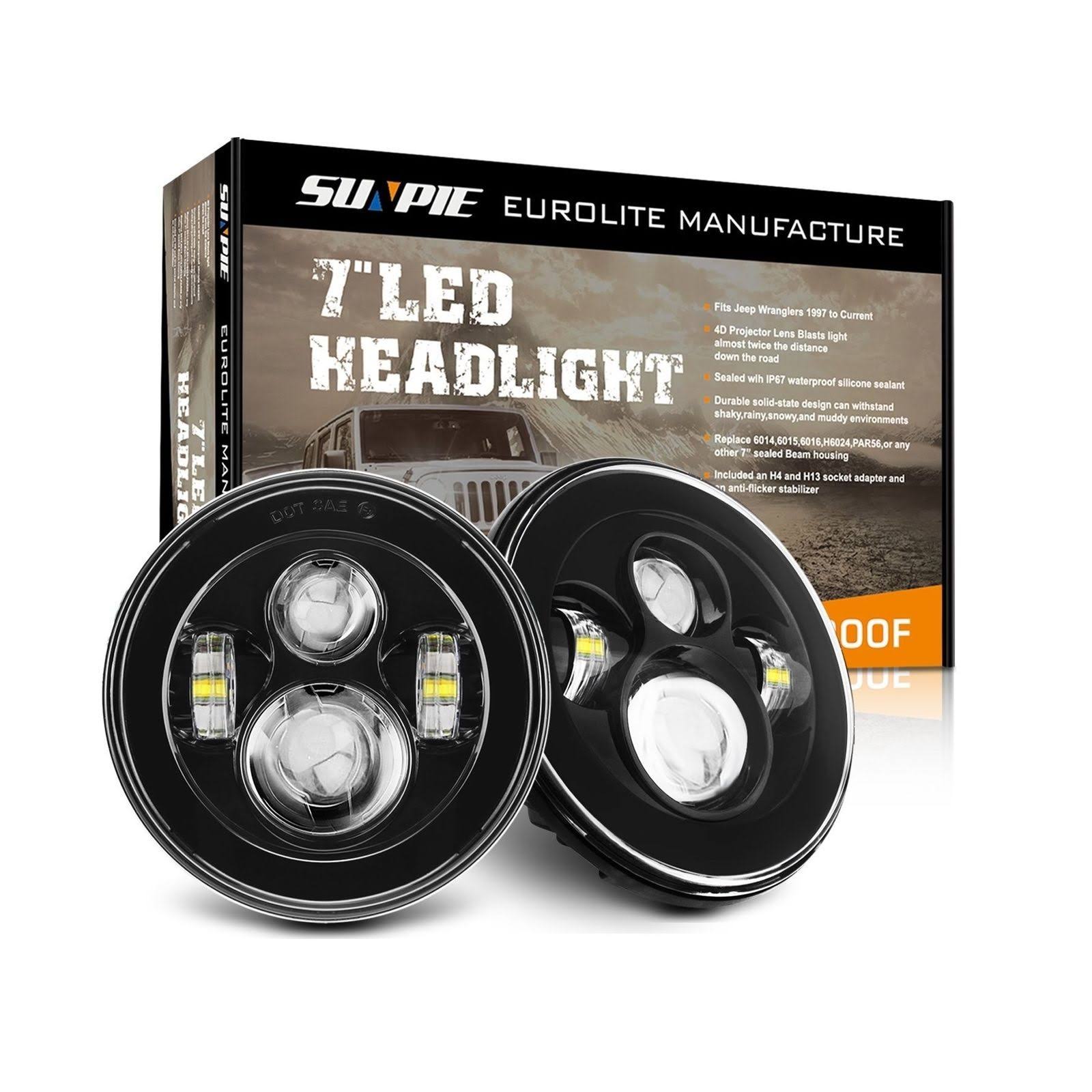 Black LED Projection Headlight Kit for Jeep D228