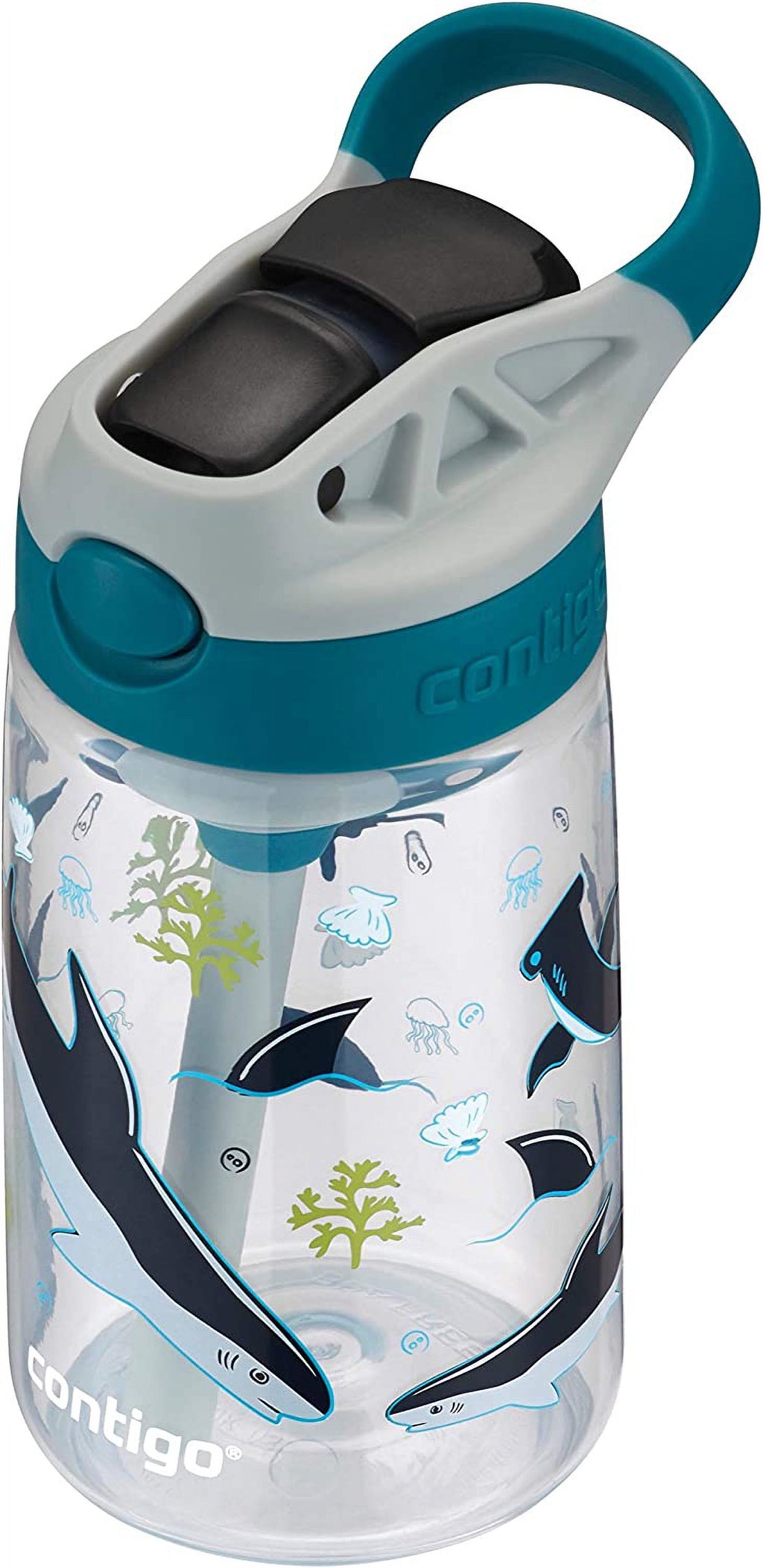 14oz White Kids Water Bottle with Silicone Straw T381