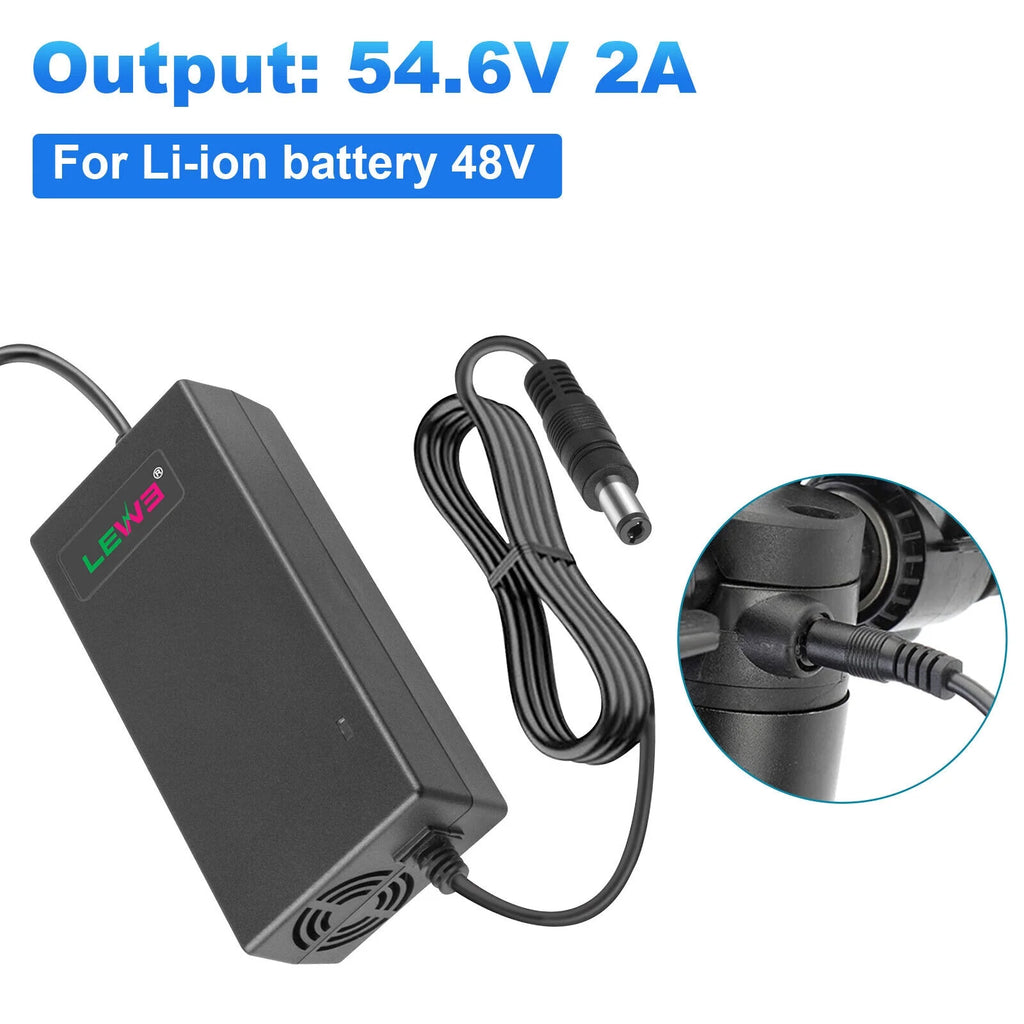 54.6V 2A Power Charger for 48V Electric Bicycles E-bike Lithium Battery T992558