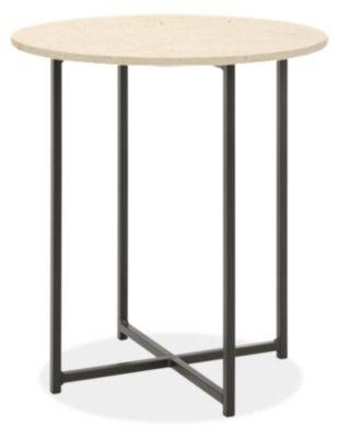 Round End Table 22 Diameter 22H Recycled Natural Steel Ecru Quartz Top A545209