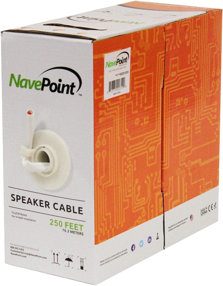 250ft CL2 16/2 AWG 2 Conductor Bulk Speaker Cable Wire M729728