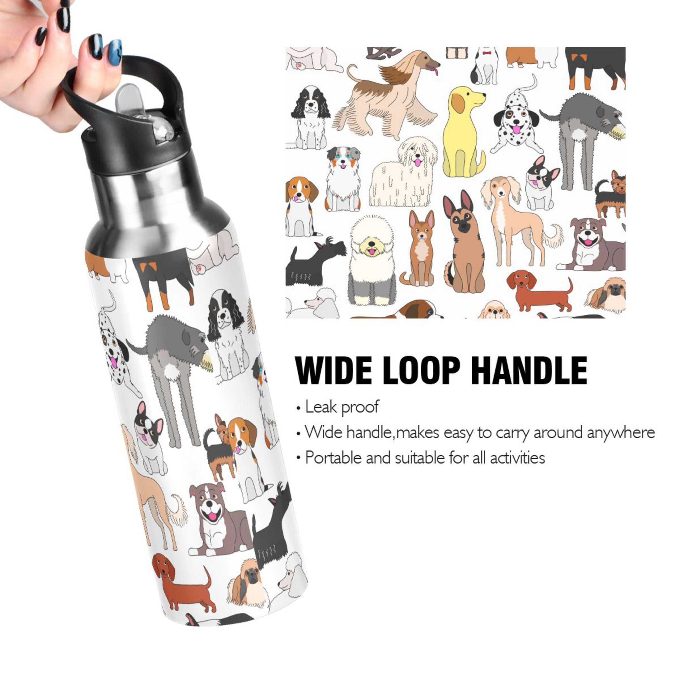 20 oz Insulated Stainless Steel Water Bottle with Straw Lid W424369