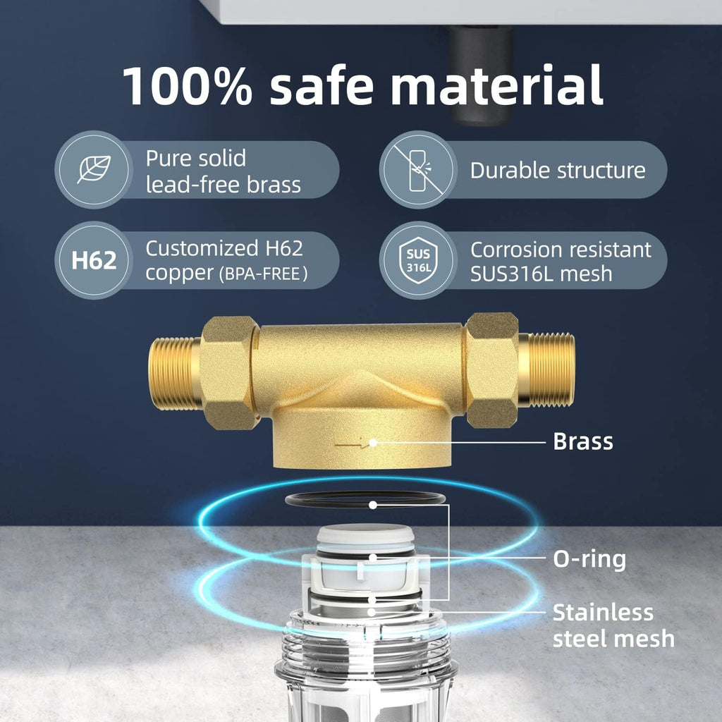 40-Micron Reusable Whole House Sediment Water Filter, Lead-Free Brass, Pack of 2 V692325