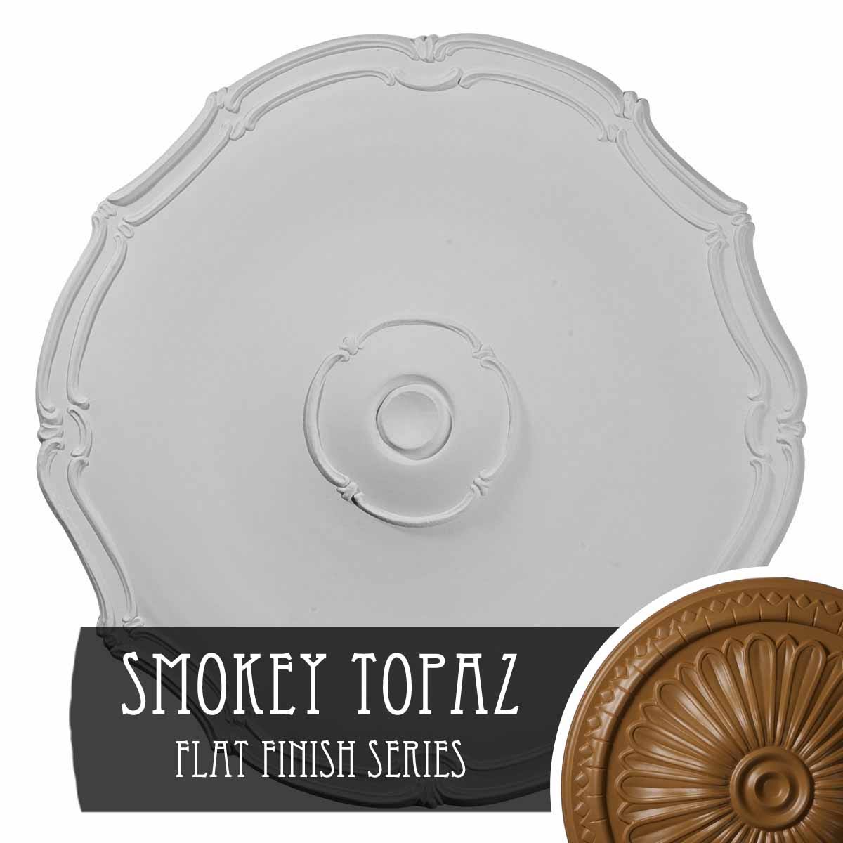 18 7/8x22OD x 1 1/2x22P Hand-Painted Smokey Topaz Ceiling Medallion I408