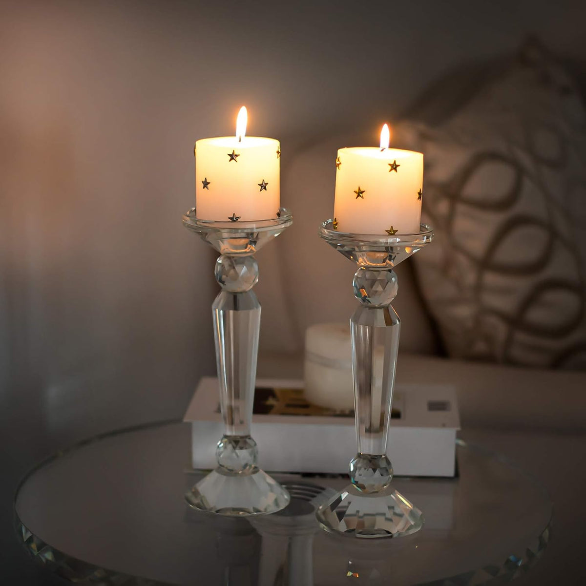 2-Pack Clear Crystal Candle Stick Holders (10.6inches Tall) L713040