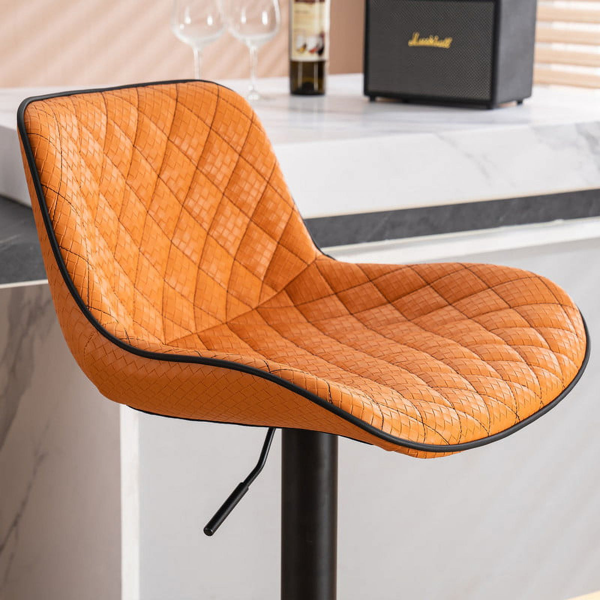 Adjustable Swivel Bar Stools Set of 2 Orange K1297