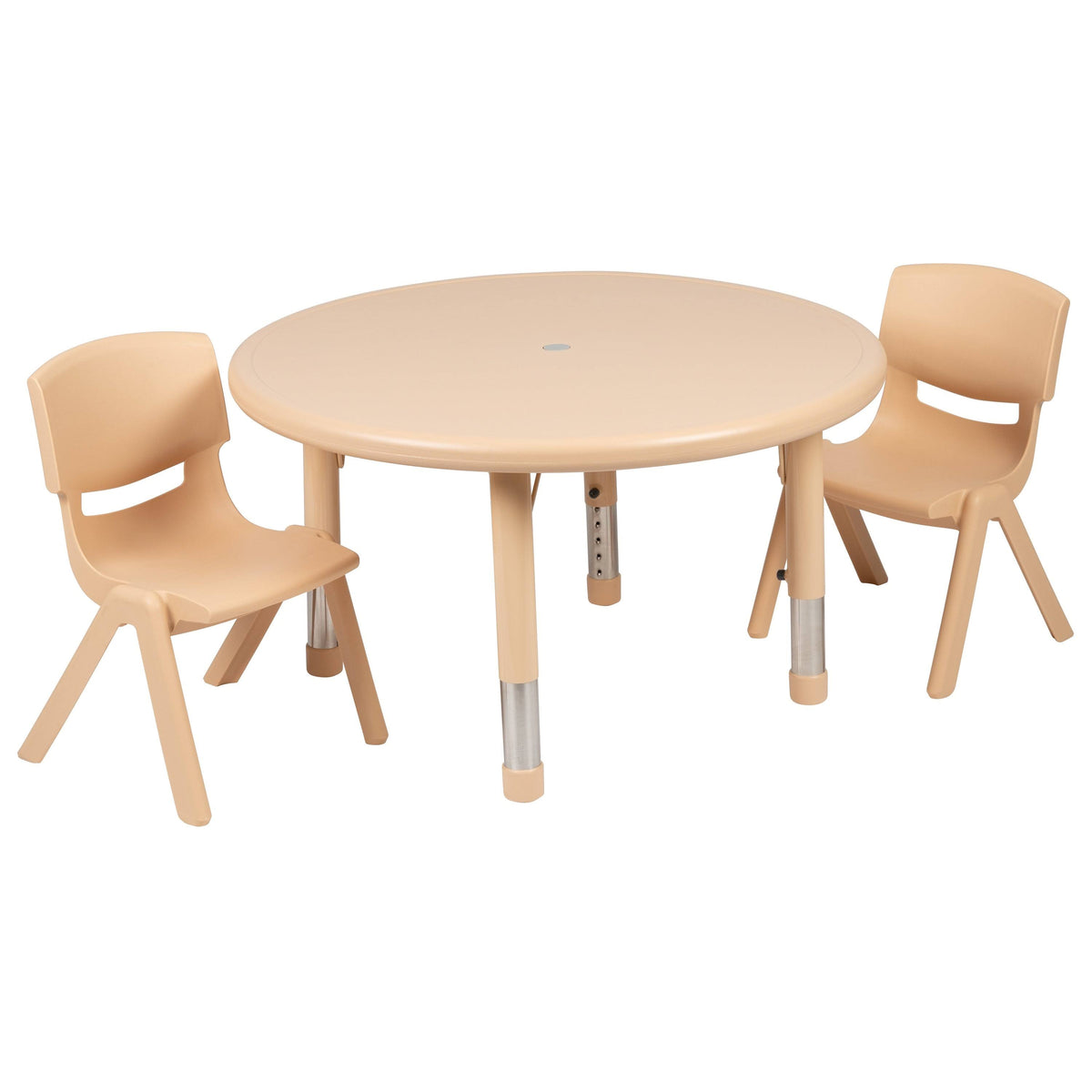 Red 33 inch Round Plastic Height Adjustable Activity Table Set with 4 Chairs W39516