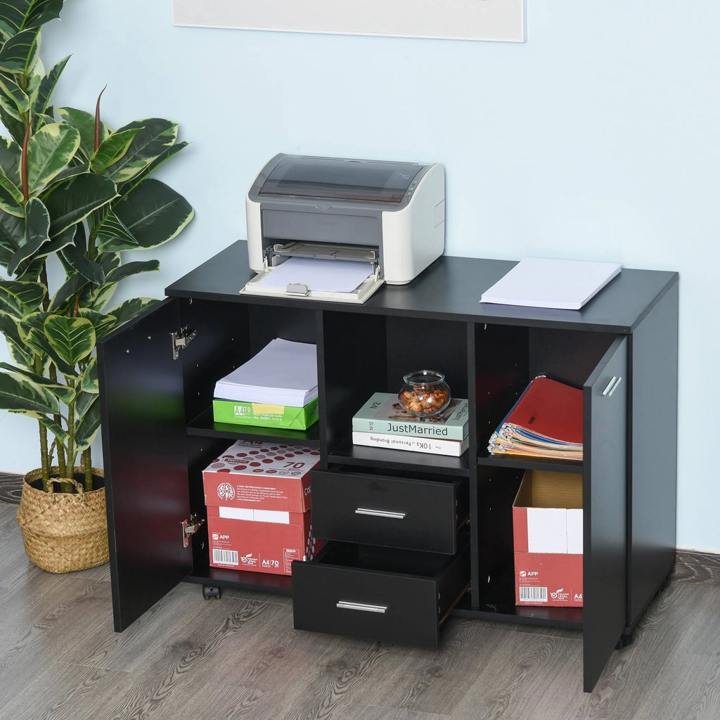 Black Mobile File Cabinet with Casters T25262