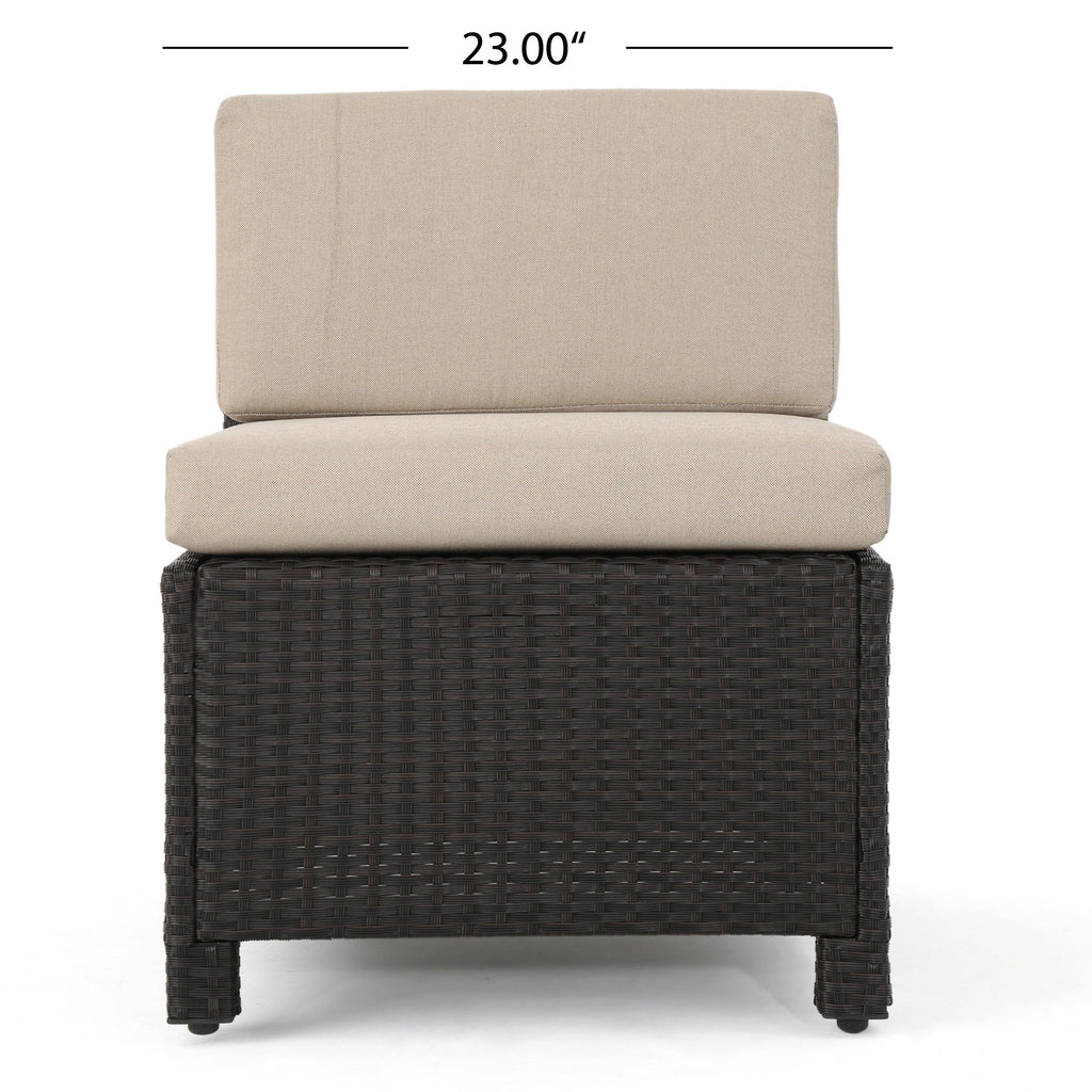 Brown and Beige Wicker L-Shaped Sectional Sofa Set A618