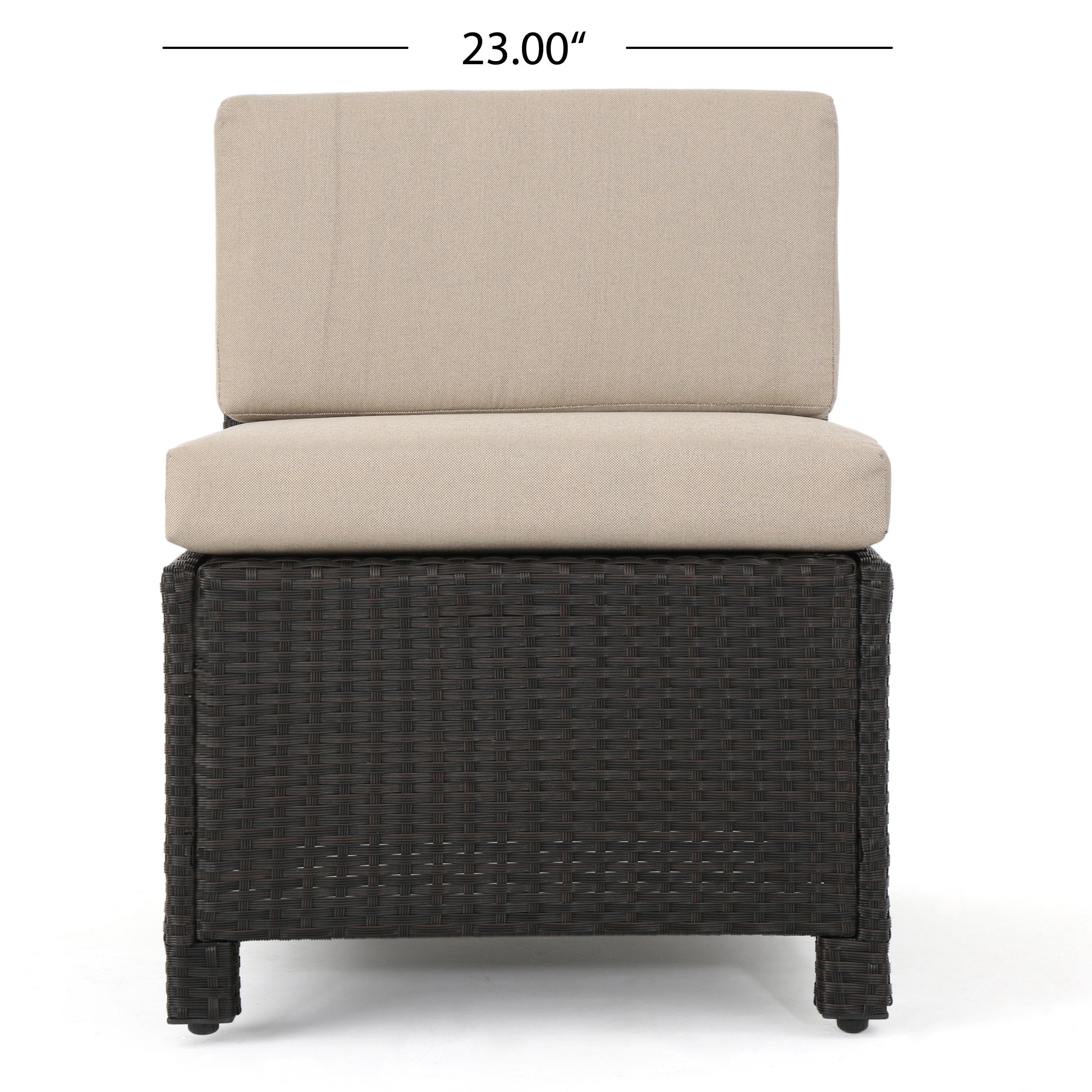 Brown and Beige Wicker L-Shaped Sectional Sofa Set A618