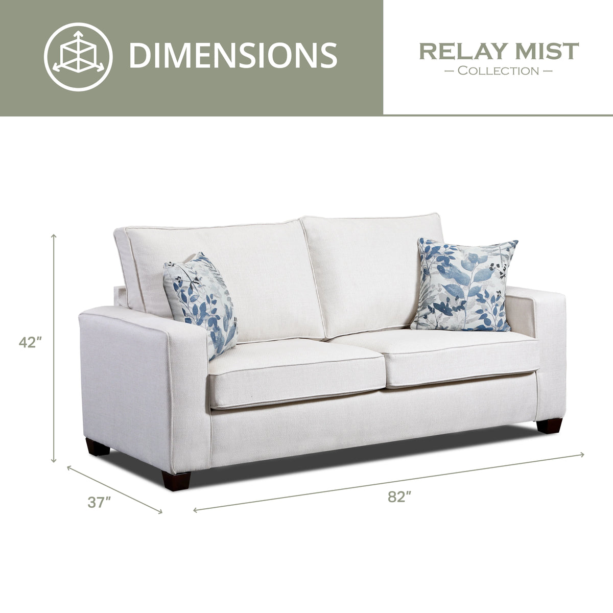 Mist Sofa with Two Throw Pillows R812