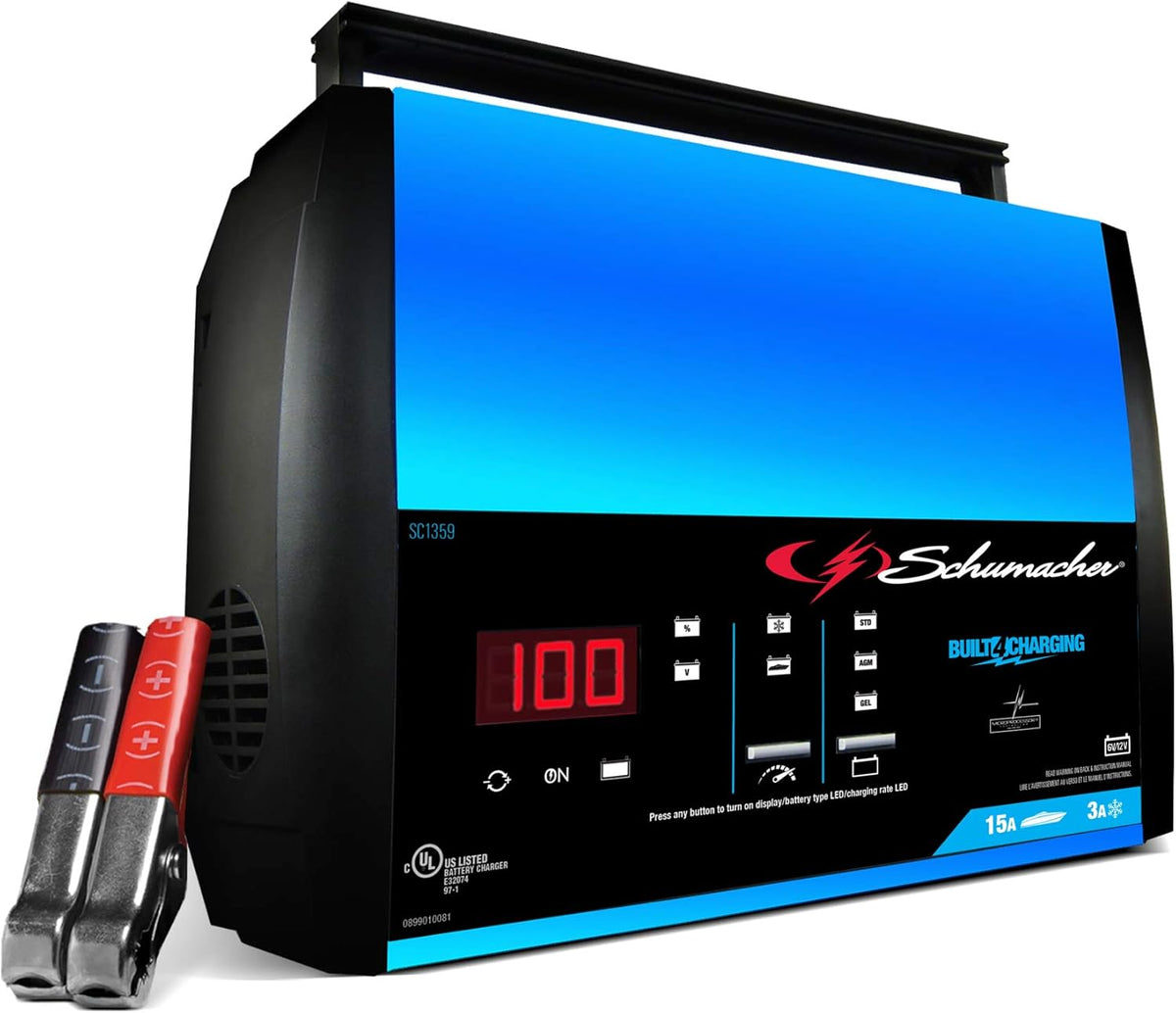 Fully Automatic Battery Charger, Maintainer, and Auto Desulfator - 15 Amp/3 Amp, 6V/12V Y44140