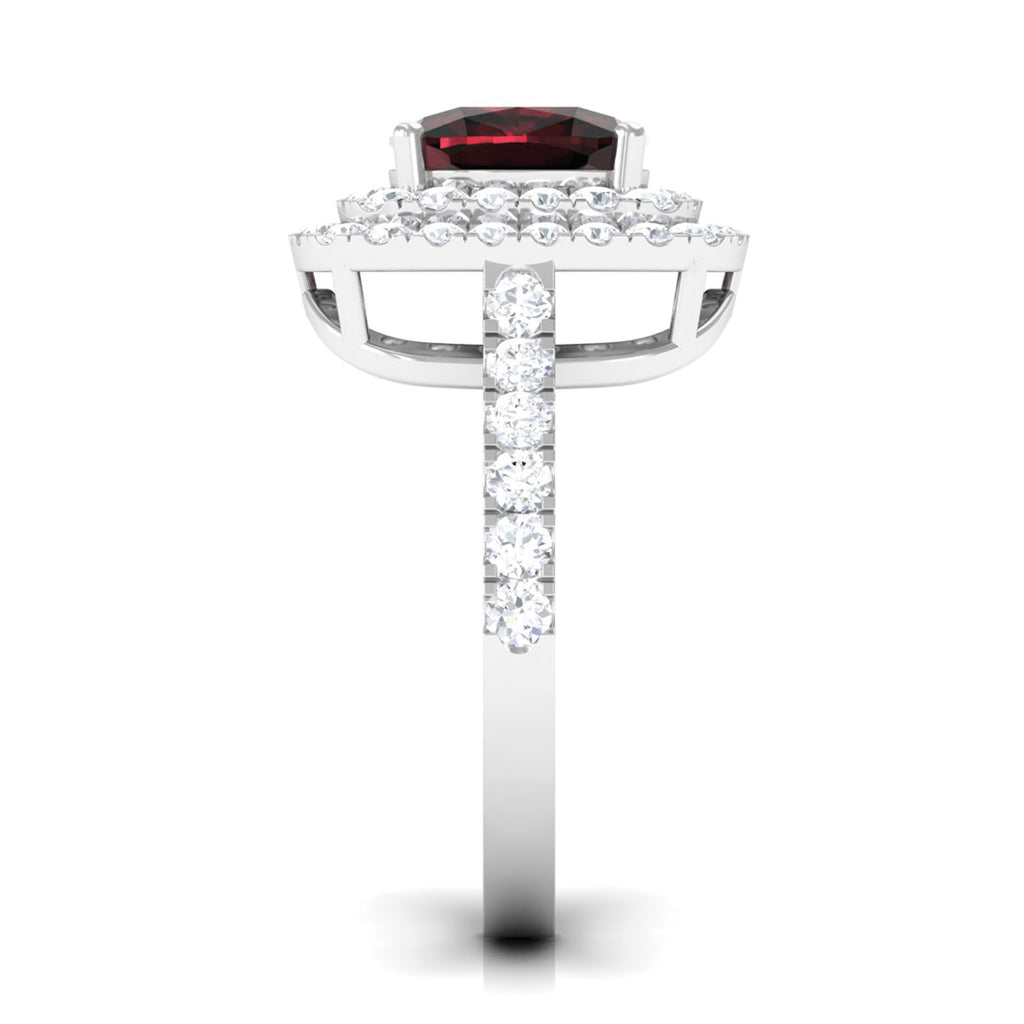 4 CT Garnet Engagement Ring with Double Halo Moissanite, 925 Sterling Silver L183