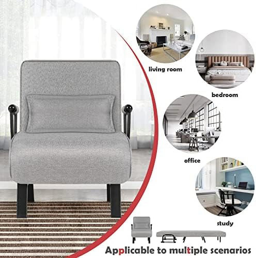 Sleeper Chair Bed Convertible Sofa Bed Folding Bed with Adjustable Backrest & Pillow Chaise Lounge Couch Futon Chair Couch J98278