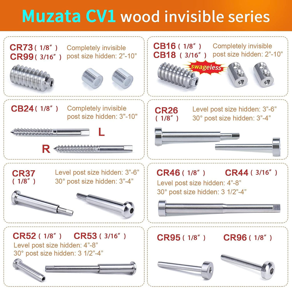 40Pack 1/8 Invisible Cable Railing Kit T316 Stainless Steel 20 Cable Line with Socket Wrench R104741