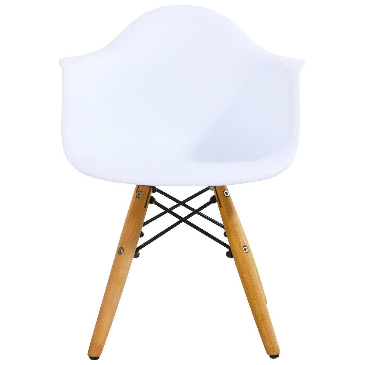 3 Piece Kids Round Table Chair Set with 2 Arm Chairs White P728