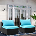 Blue 2-piece Wicker Sofa Conversation Set J858