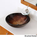 Brown Glass Bathroom Vessel Sink and Waterfall Faucet O416499