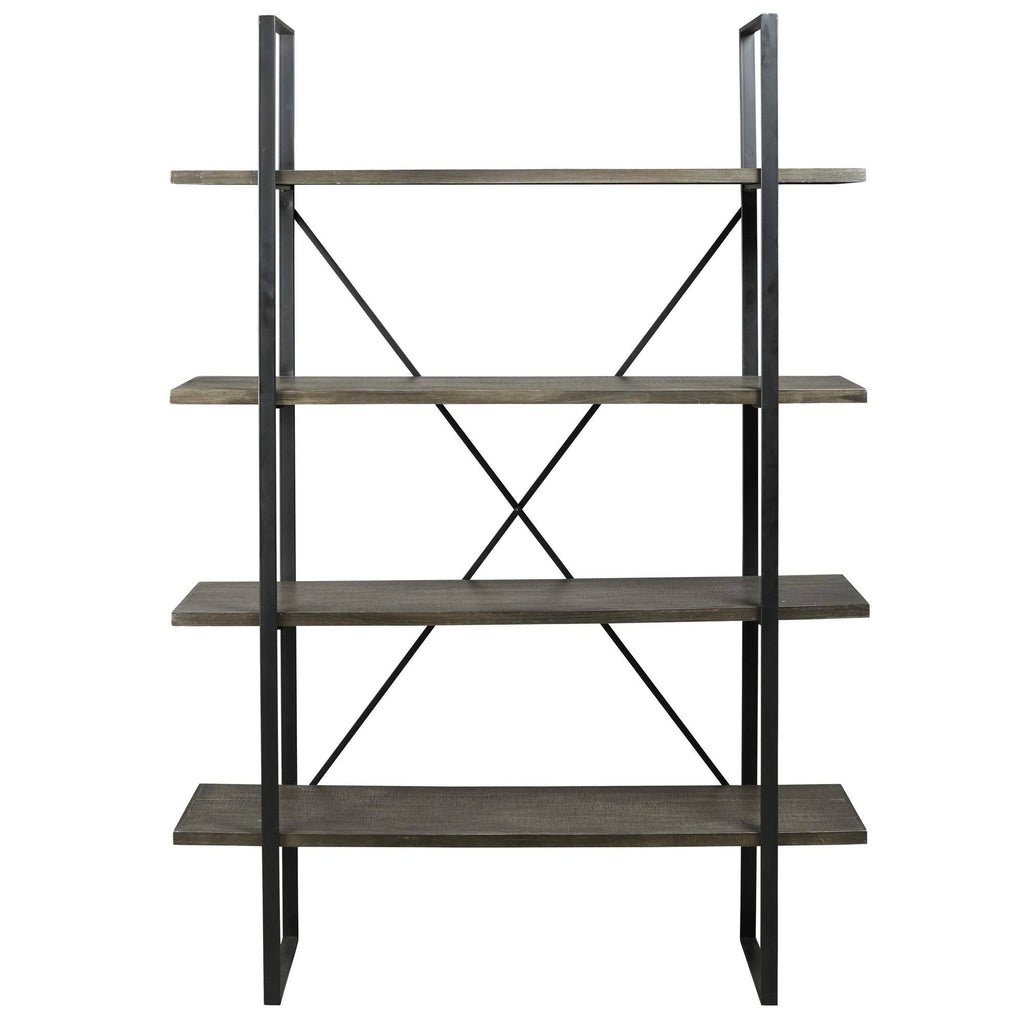Black and Gray 4 Tier Metal Frame Bookcase A4513