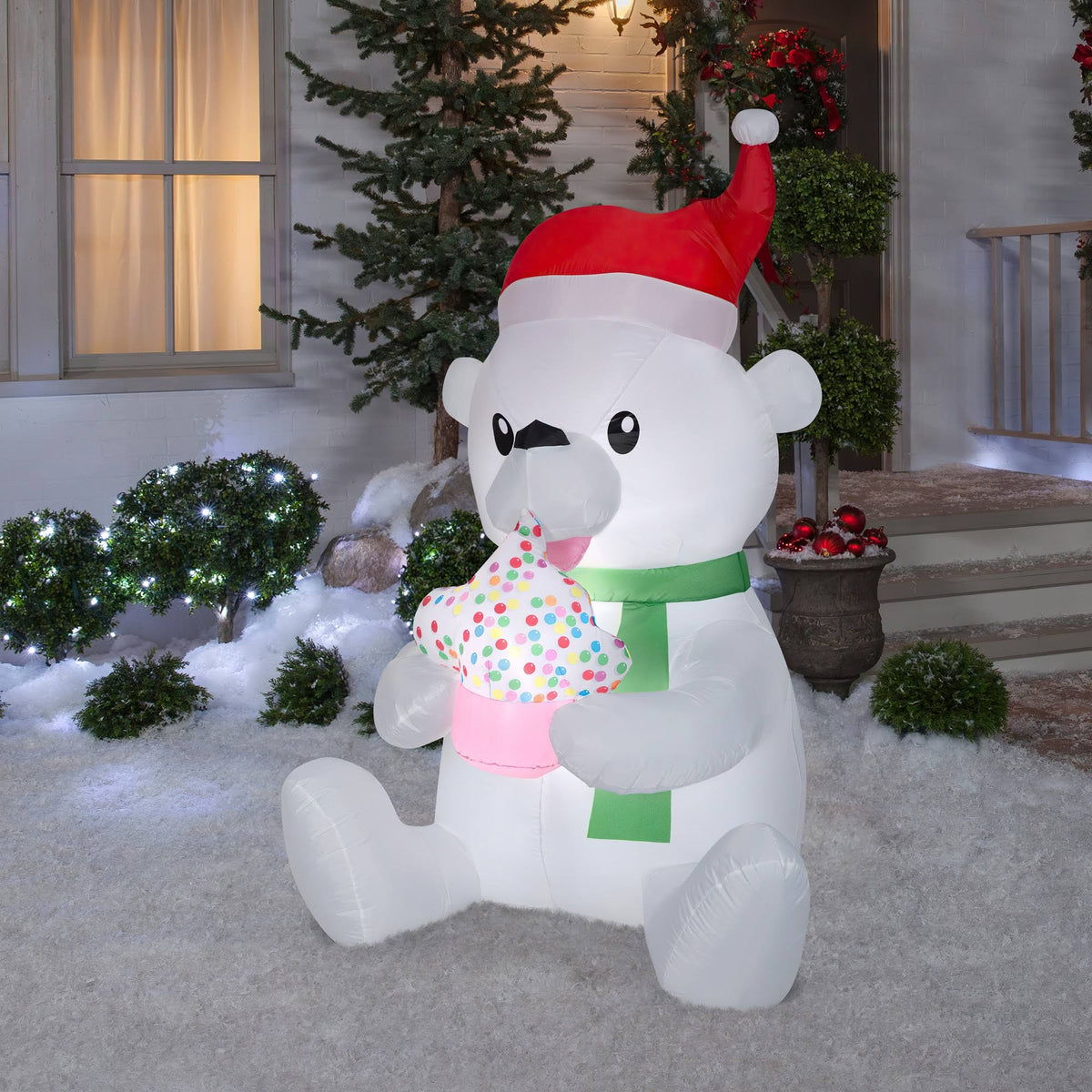 Animated Polar Bear Inflatable with Cupcake G88729