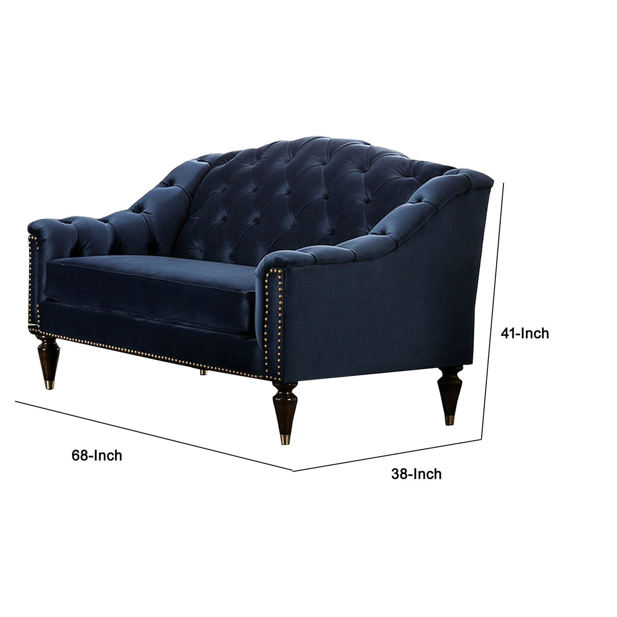 Blue & Gold Tufted Camelback Loveseat Z793087