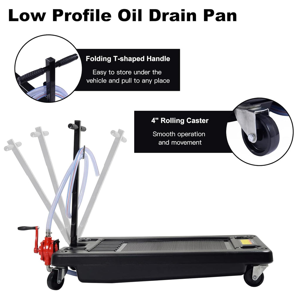 Black 17 Gallon Low Profile Oil Drain Pan with Pump X5438
