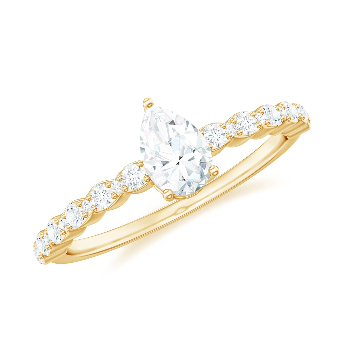 14K Yellow Gold Moissanite Solitaire Engagement Ring D2111
