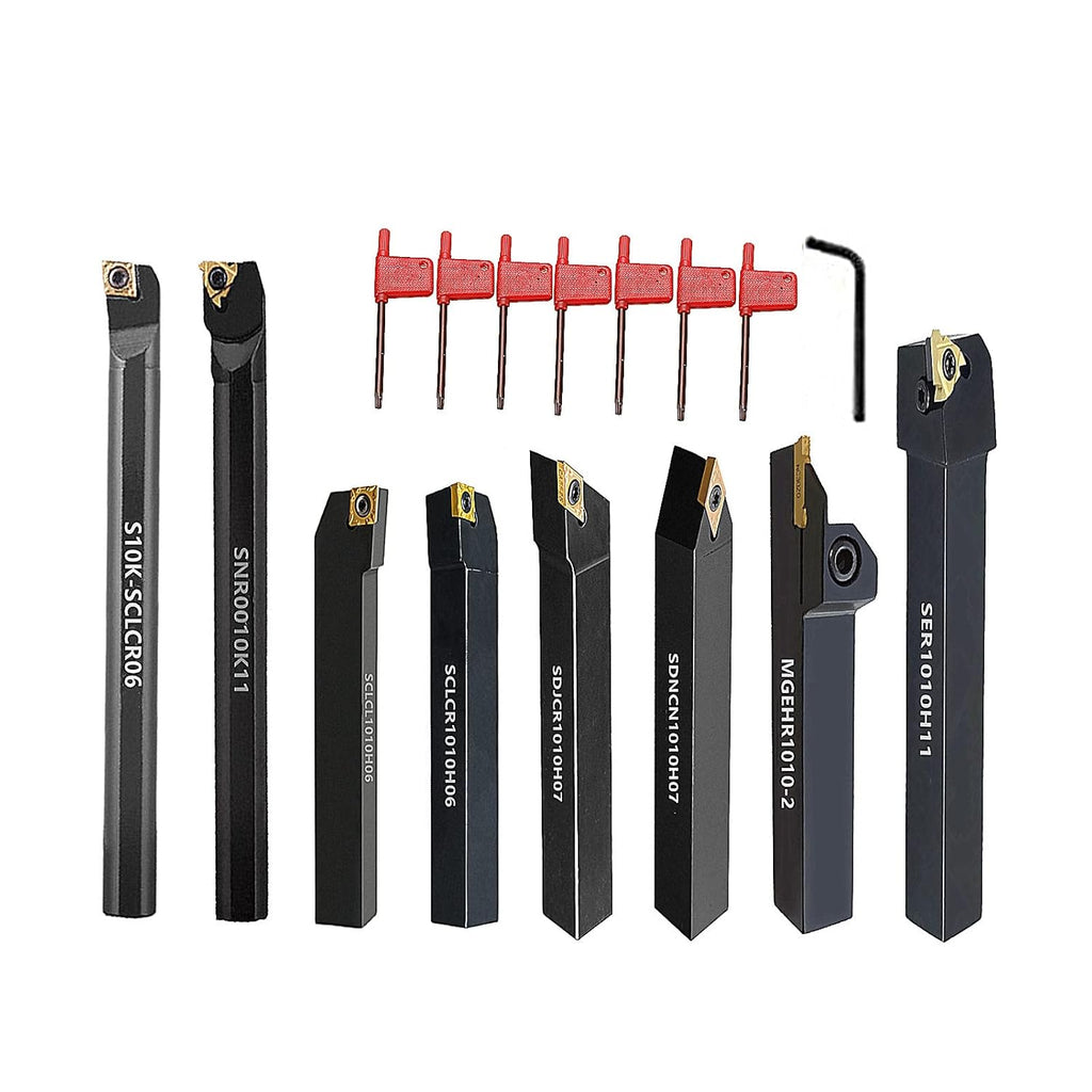 8 Sets 3/8 Shank Lathe Turning Tool Holders with Indexable Carbide Inserts I62798