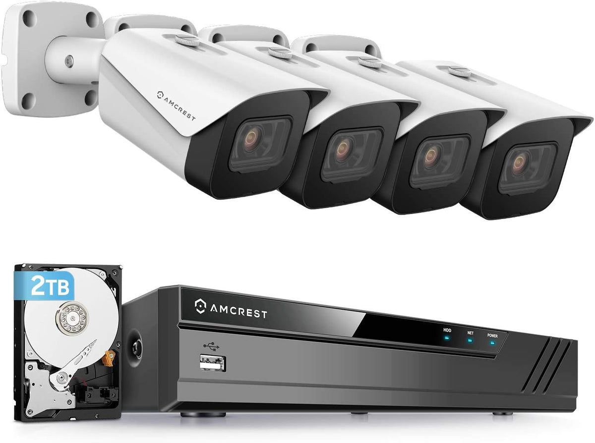 4K 8CH PoE NVR Security Camera System with 4 Metal IP67 Weatherproof Bullet IP Cameras, Pre-Installed 2TB Hard Drive Z52726