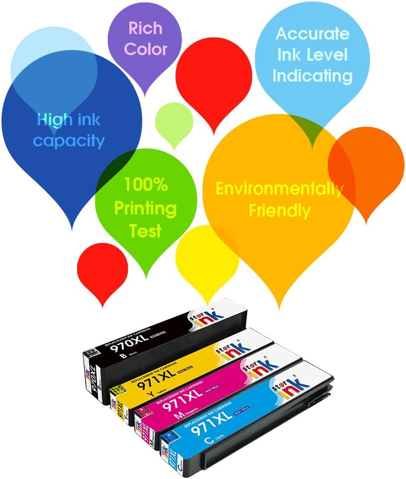 4 Packs Black Cyan Yellow Magenta Ink Cartridge for OfficeJet Pro Printer F113