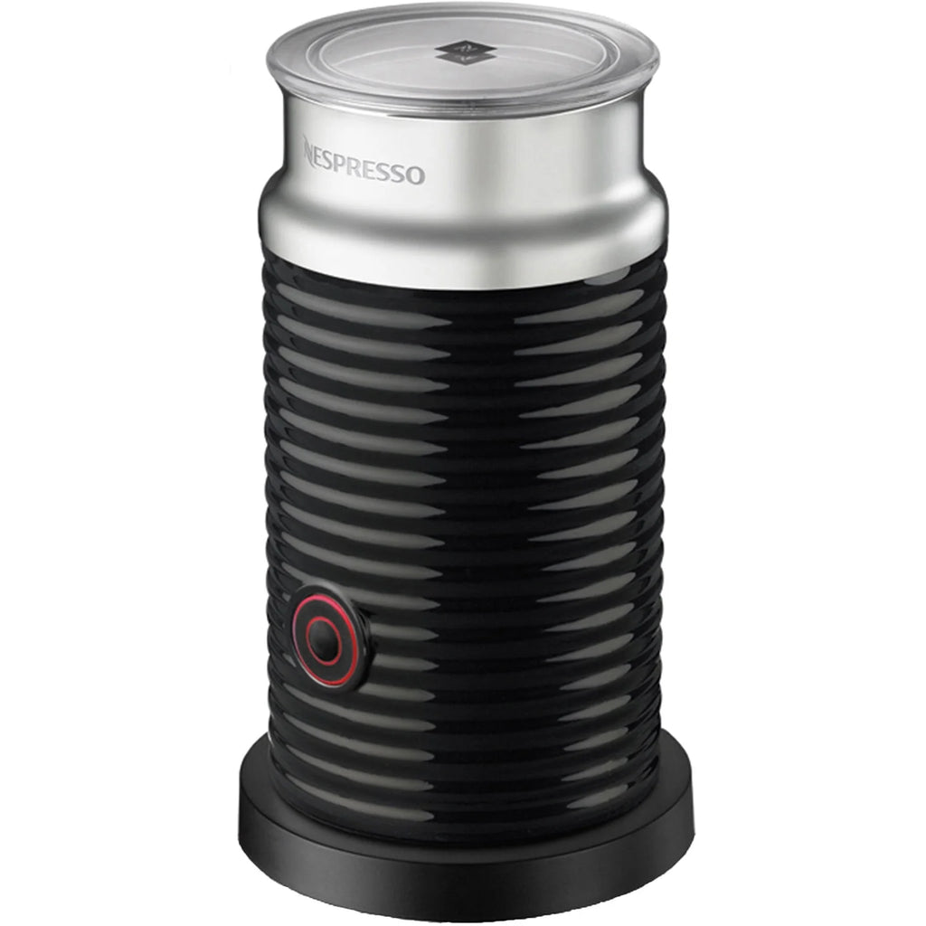 Nespresso Essenza Mini Single-Serve Machine in Pure White and Aeroccino Milk Frother in Black X385