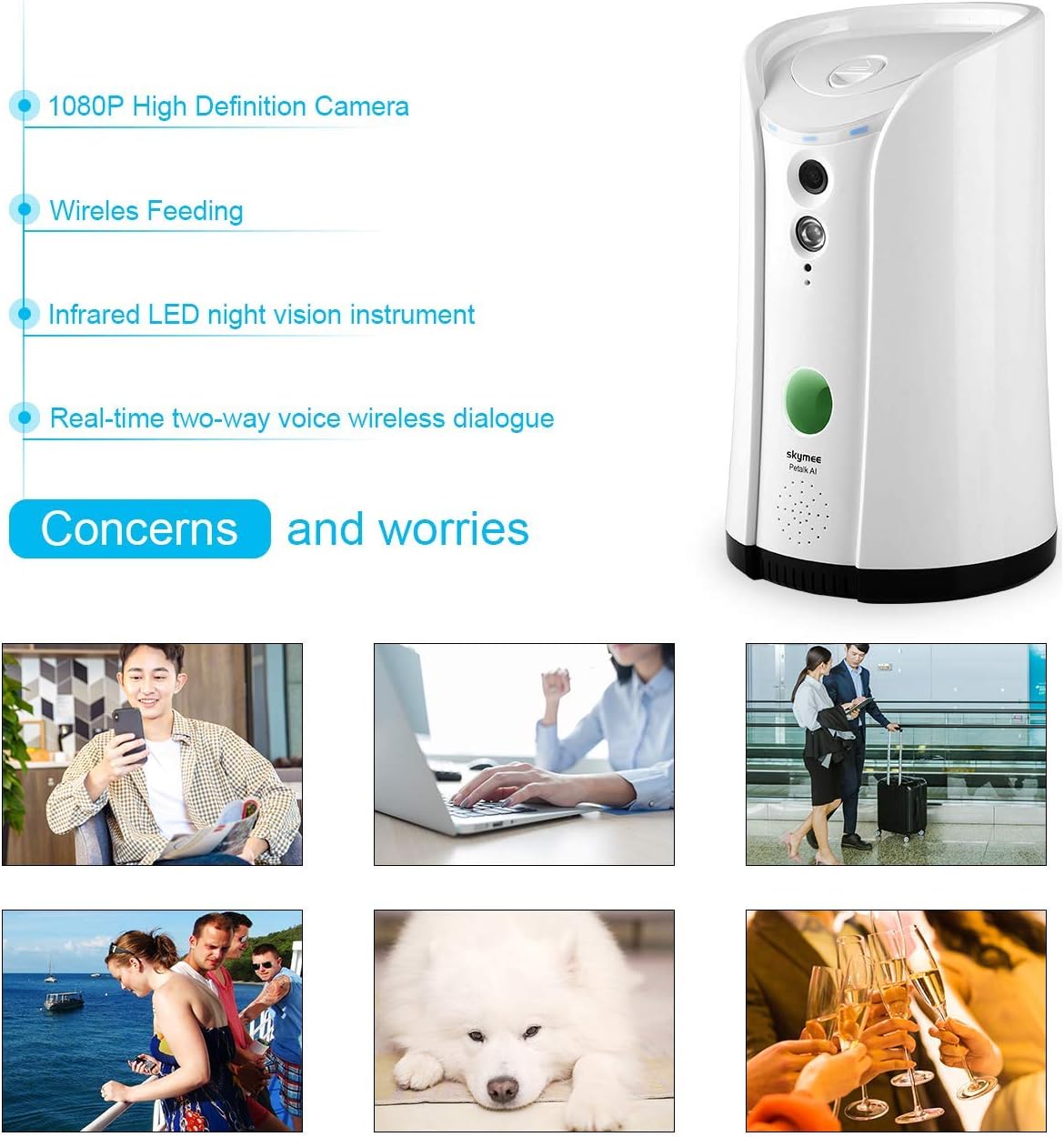 WiFi Pet Camera with Two-Way Audio and Night Vision B342385