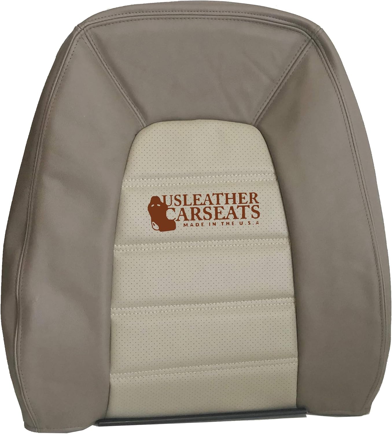 Perforated Leather Seat Cover Two Tone Tan C49589