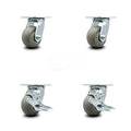 4 inch Thermoplastic Rubber Swivel Caster Set with Roller Bearings 2 Brakes Z4781