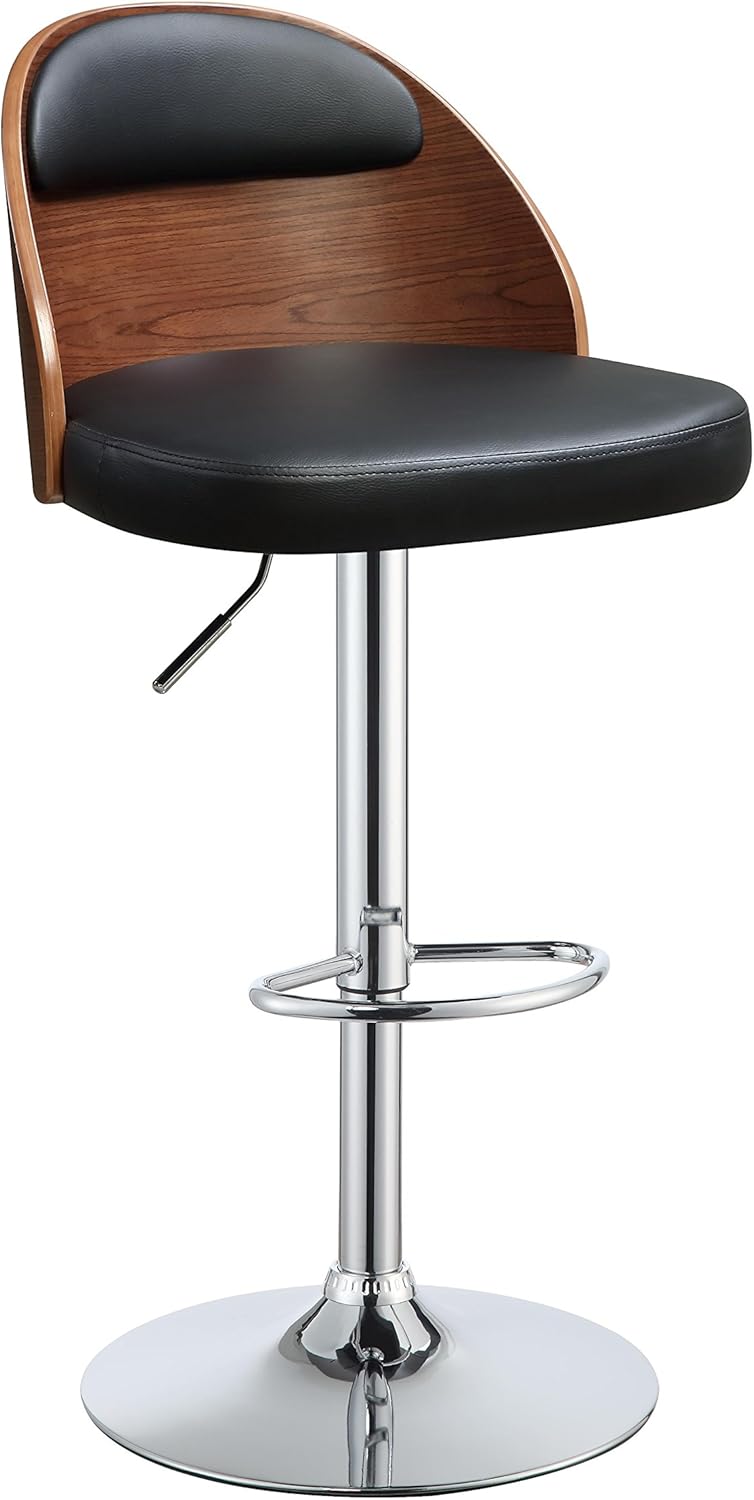 Black Faux Leather Stool with Adjustable Height and Swivel Y260