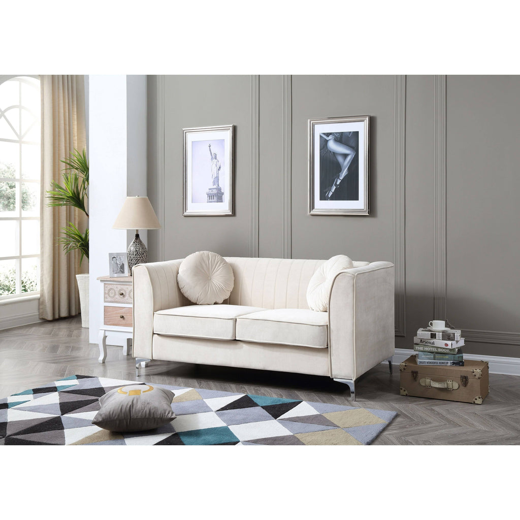 Ivory Velvet Loveseat X607126