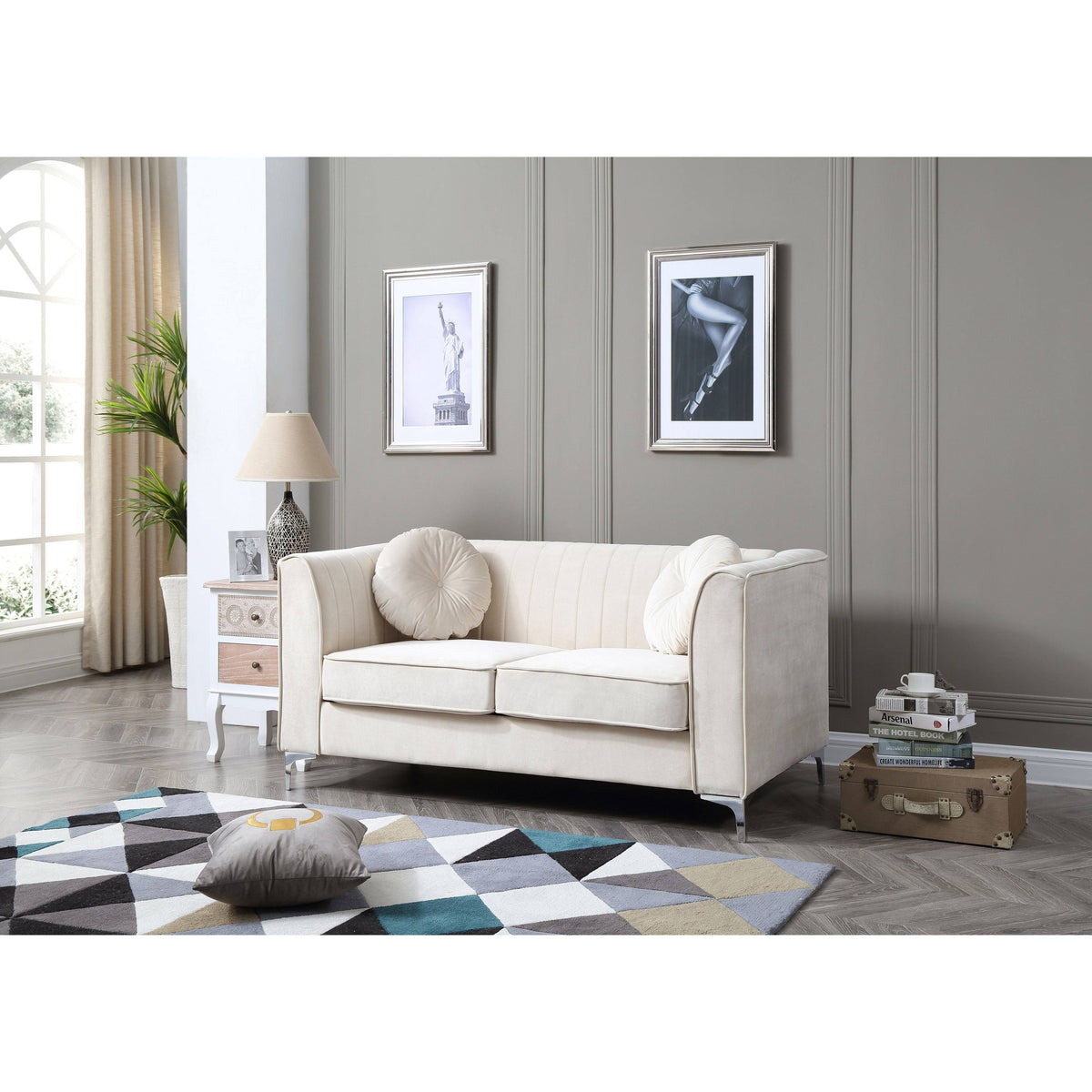 Ivory Velvet Loveseat X607126