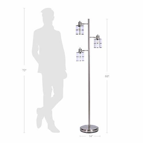 Modern 3 Floor Lamp with Adjustable Ribbed Glass Shade U191