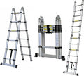 Telescoping 2 in 1 Extension Ladder, 6 FT Herringbone & 12 FT Straight, Lightweight Collapsible with Stabilizer Bar L80565