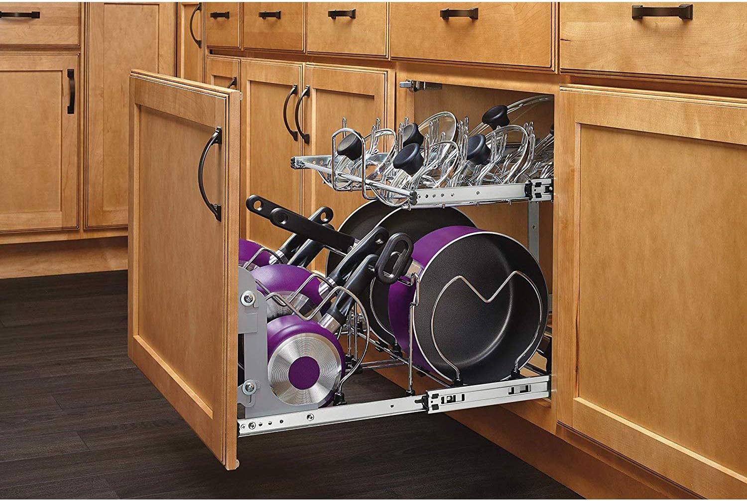 21-Inch 2-Tier Chrome Wire Pull Out Kitchen Cabinet Organizer V3578