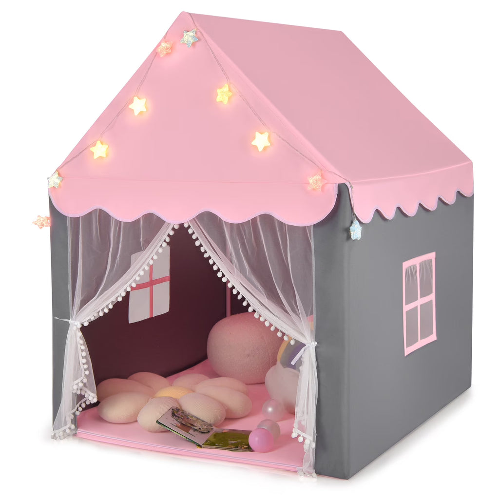 Pink Castle Fairy Tent with Star Lights Mat X6329