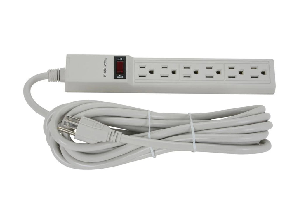 Six-Outlet Power Strip, 120V, 15ft Cord, Platinum L49352