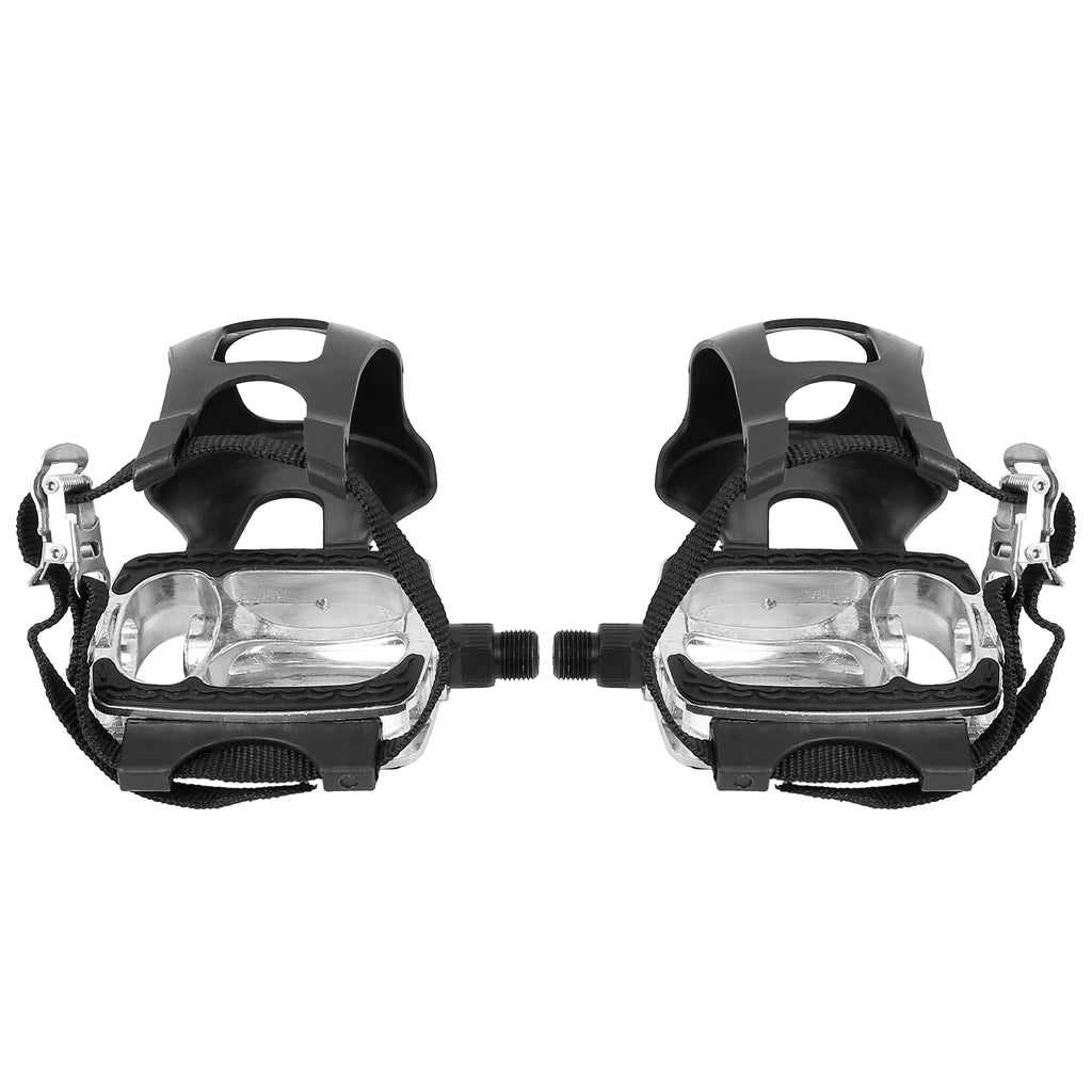 9/16'' Platform Bicycle Pedals with Toe Clip Foot Straps K456902