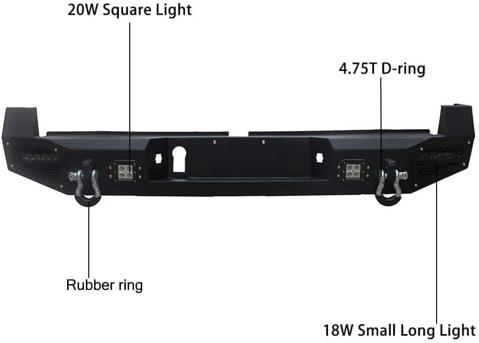 Textured Black Front and Rear Bumper with LED Lights and Winch Plate P87137