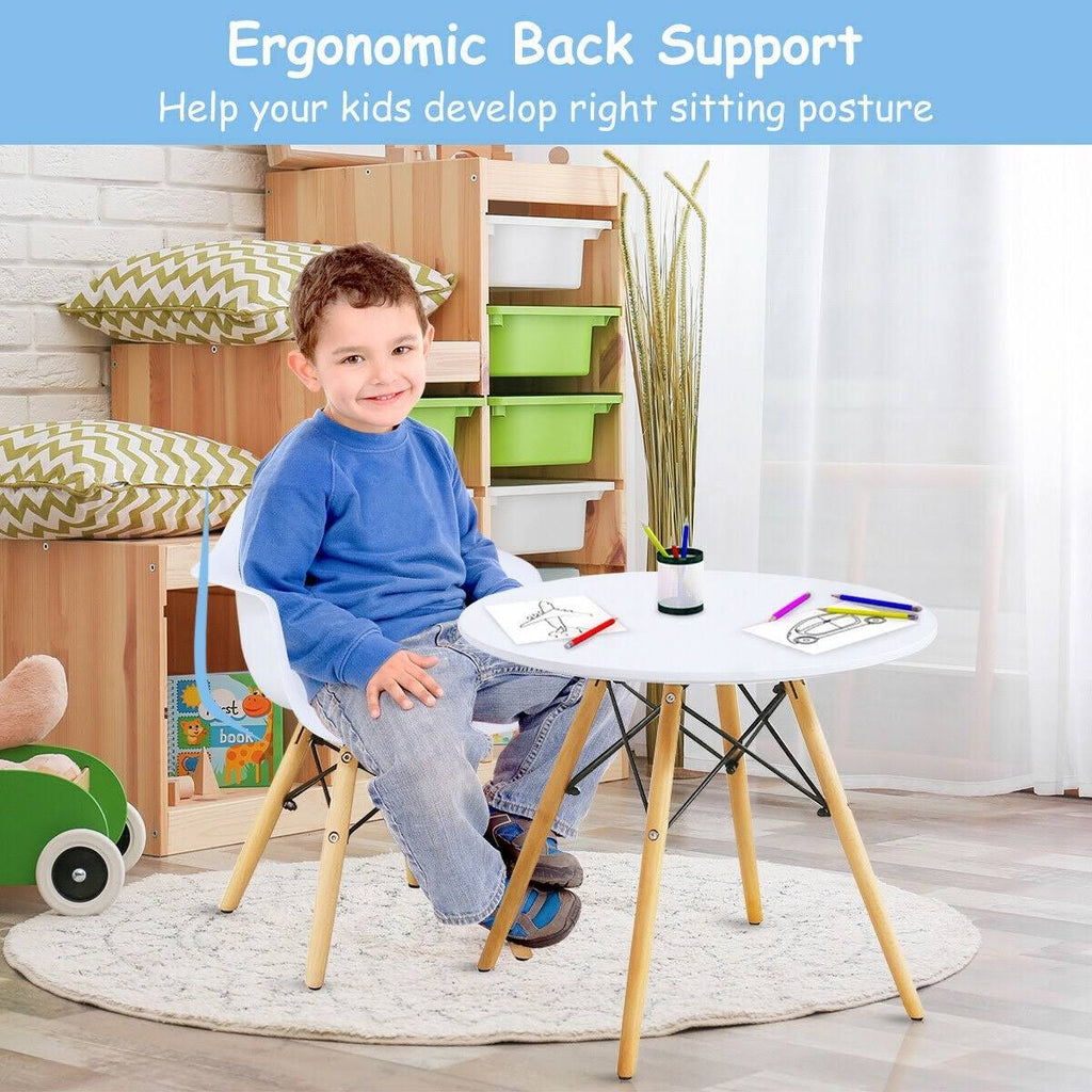 3 Piece Kids Round Table Chair Set with 2 Arm Chairs White P728