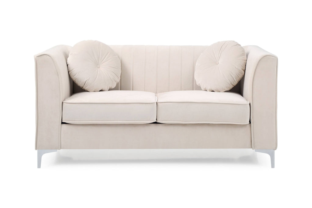 Ivory Velvet Loveseat X607126