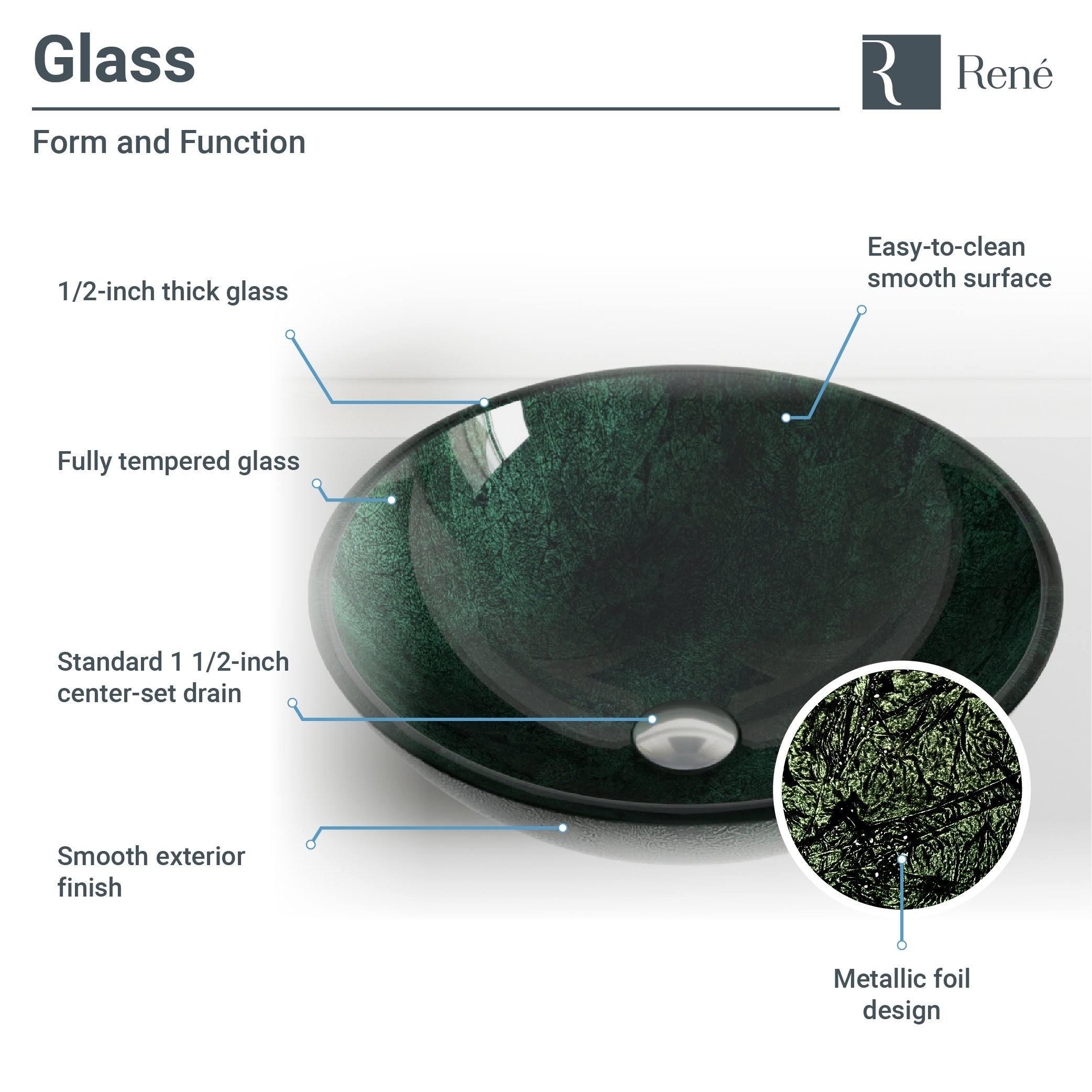 Forest Green Glass Bathroom Sink with Faucet E93443