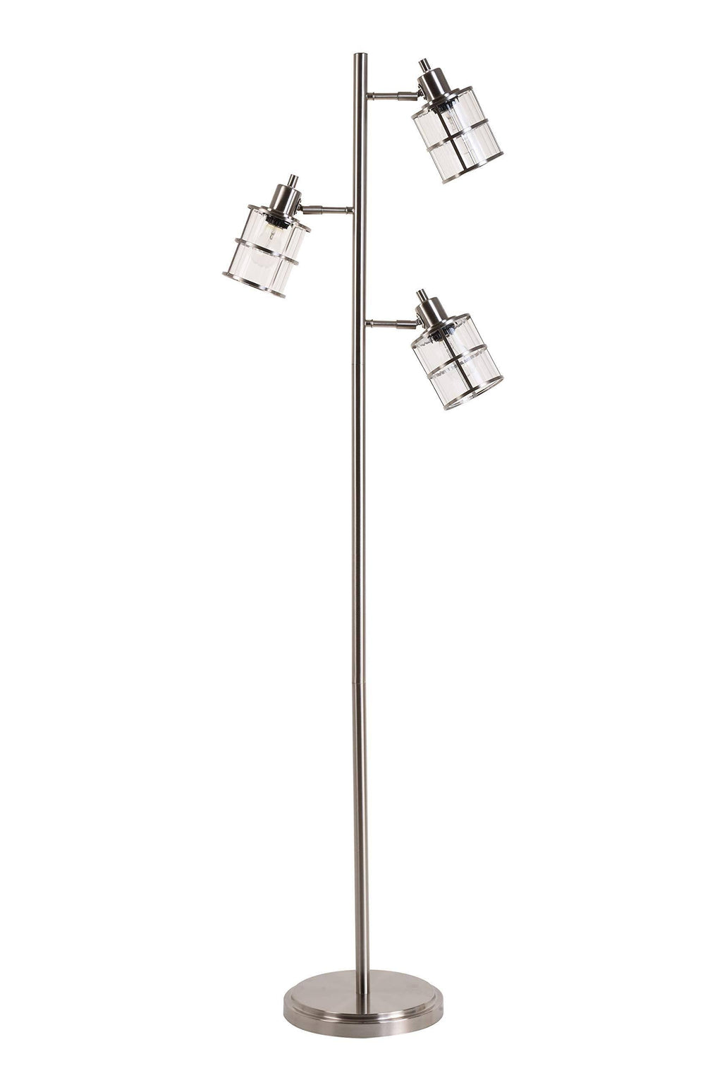 Modern 3 Floor Lamp with Adjustable Ribbed Glass Shade U191